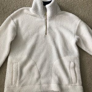 Fuzzy White Quarter Zip Pullover